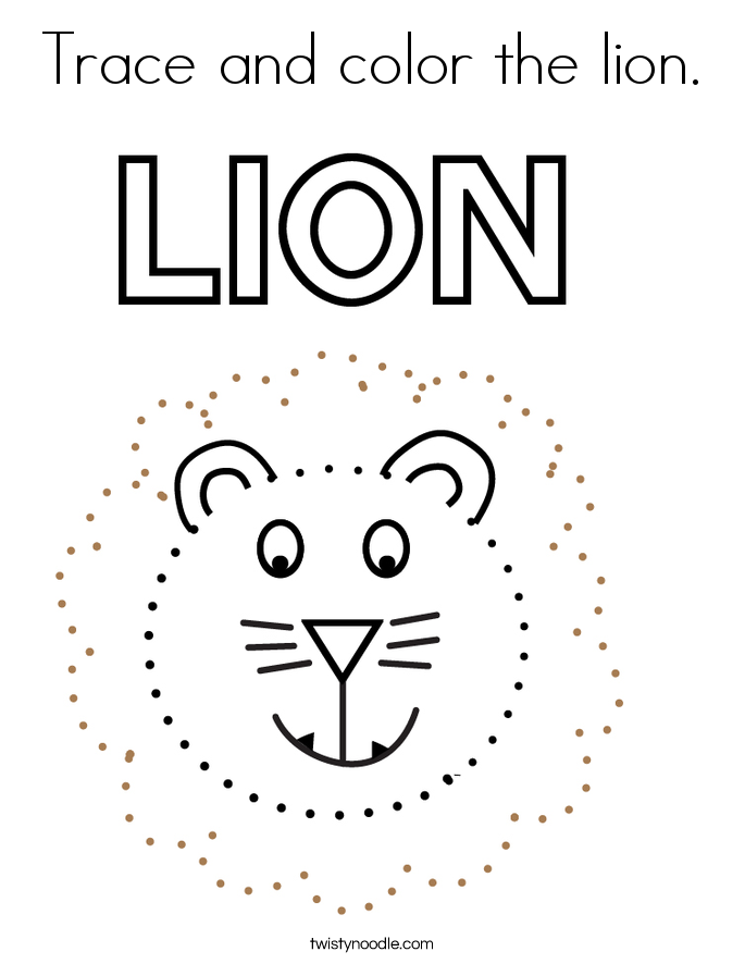 Trace And Color The Lion Coloring Page Twisty Noodle