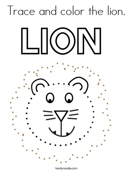 Trace and color the lion. Coloring Page