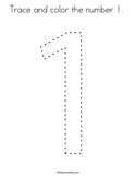 Trace and color the number 1  Coloring Page
