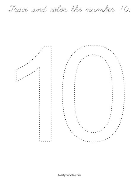 Trace and color the number 10. Coloring Page