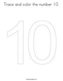 Trace and color the number 10 Coloring Page