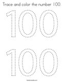 Trace and color the number 100 Coloring Page