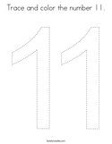 Trace and color the number 11 Coloring Page