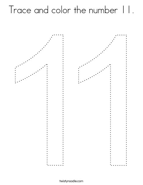 Trace And Color The Number 11 Coloring Page Twisty Noodle Trace And Color The Number 11 Coloring Page Twisty Noodle