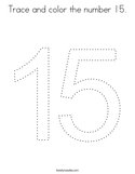 Trace and color the number 15 Coloring Page