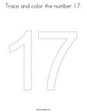 Trace and color the number 17 Coloring Page