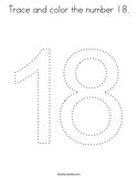 Trace and color the number 18 Coloring Page