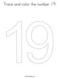 Trace and color the number 19 Coloring Page