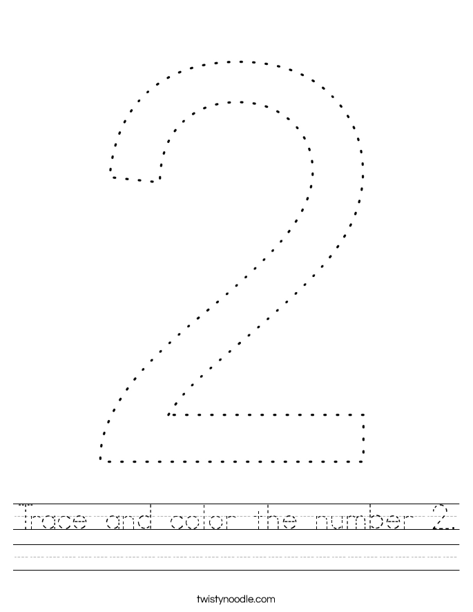 Trace And Color The Number 2 Worksheet Twisty Noodle Trace And Color The Number 2 Worksheet Twisty Noodle