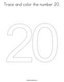Trace and color the number 20 Coloring Page