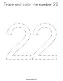 Trace and color the number 22 Coloring Page