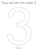Trace and color the number 3 Coloring Page