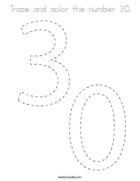 Trace and color the number 30. Coloring Page