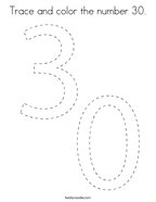 Trace and color the number 30 Coloring Page