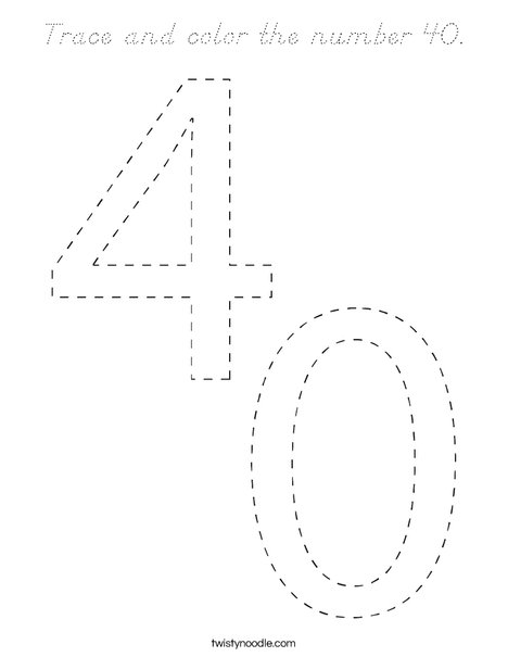Trace and color the number 40. Coloring Page