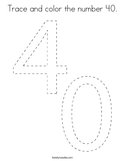 Trace and color the number 40 Coloring Page