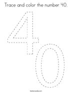 Trace and color the number 40 Coloring Page