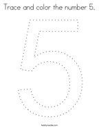 Trace and color the number 5 Coloring Page