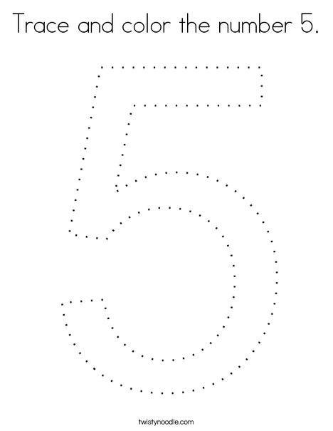 Trace and color the number 5. Coloring Page