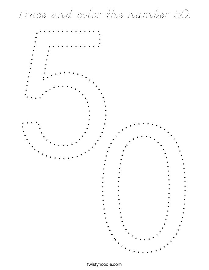 Trace and color the number 50. Coloring Page