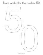 Trace and color the number 50 Coloring Page