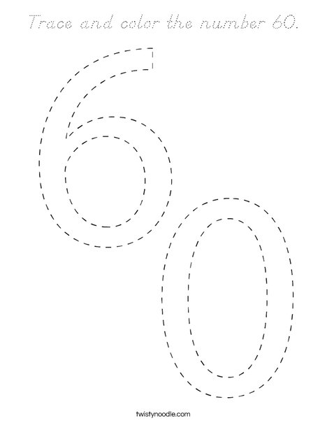 Trace and color the number 60. Coloring Page