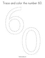 Trace and color the number 60 Coloring Page