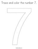 Trace and color the number 7 Coloring Page