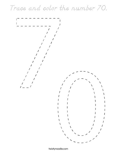 Trace and color the number 70. Coloring Page
