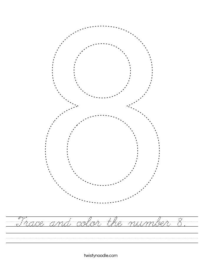 Trace and color the number 8. Worksheet