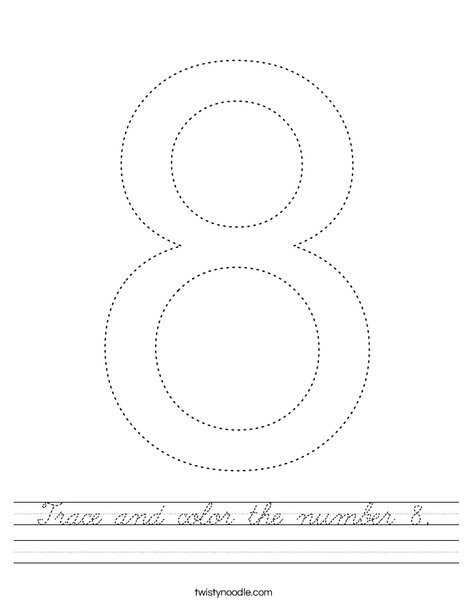 Trace and color the number 8. Worksheet