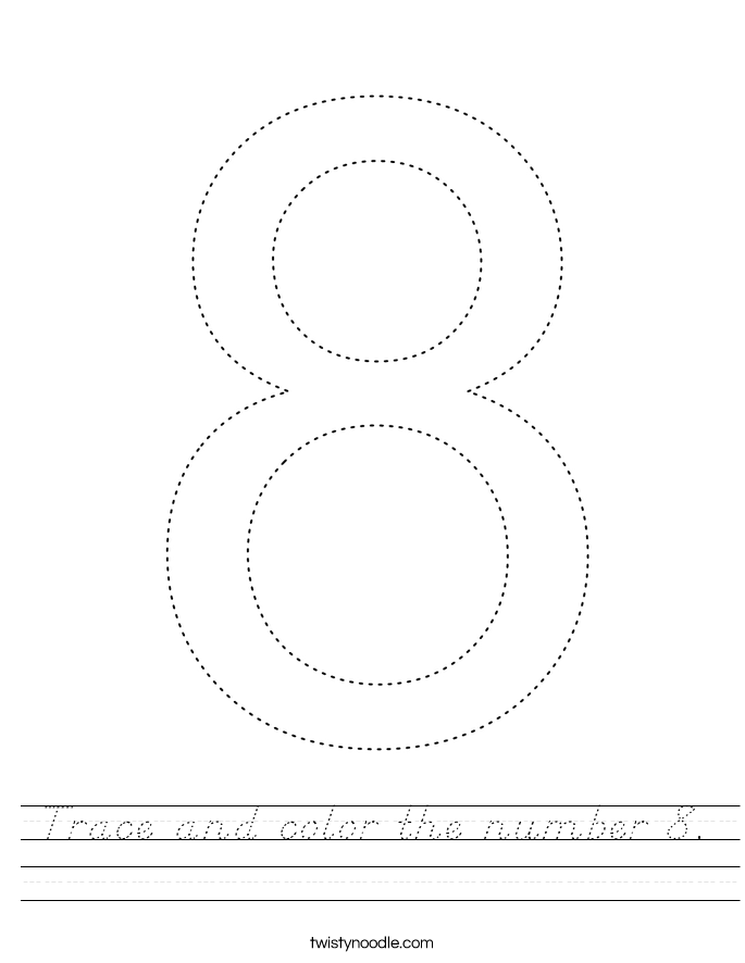 Trace and color the number 8. Worksheet