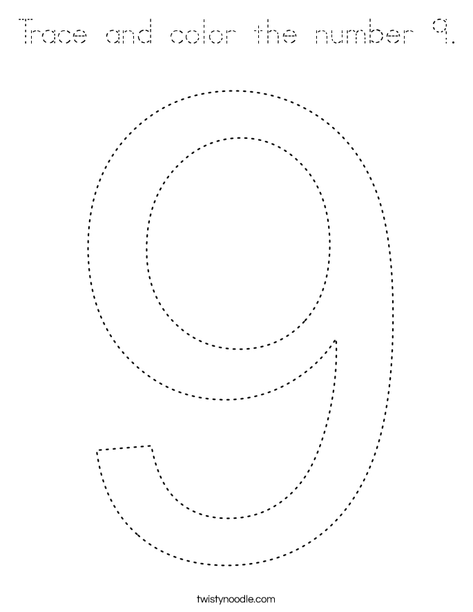 Trace and color the number 9. Coloring Page