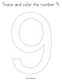 Trace and color the number 9 Coloring Page