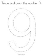 Trace and color the number 9 Coloring Page