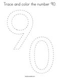 Trace and color the number 90. Coloring Page