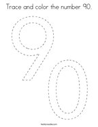 Trace and color the number 90 Coloring Page