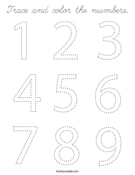 Trace and color the numbers. Coloring Page