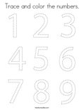 Trace and color the numbers. Coloring Page