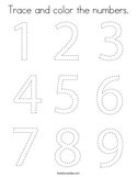 Trace and color the numbers Coloring Page