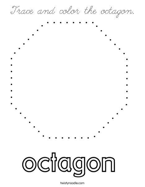 Trace and color the octagon. Coloring Page