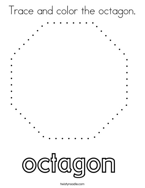 Trace and color the octagon. Coloring Page