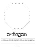 Trace and color the octagon Handwriting Sheet