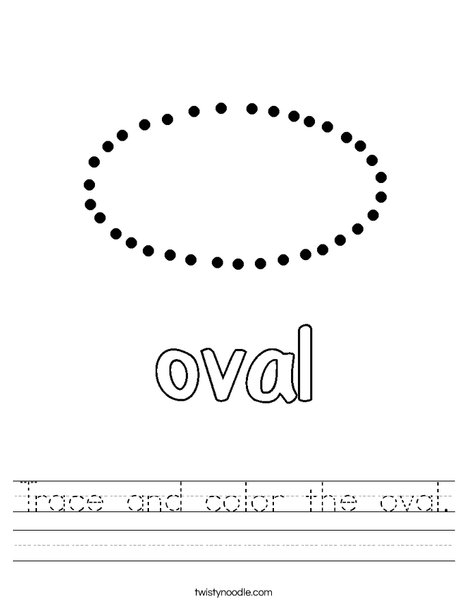 trace and color the oval worksheet twisty noodle