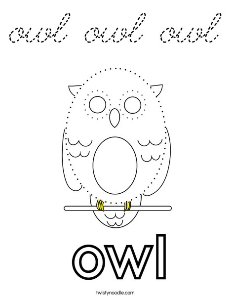 Trace and color the owl. Coloring Page