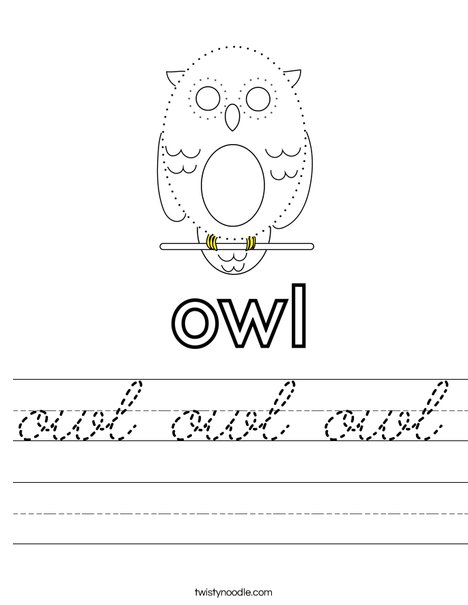 Trace and color the owl. Worksheet