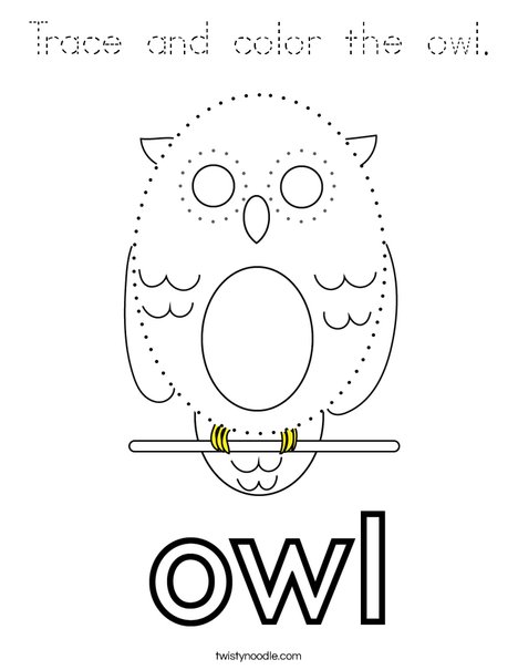 Trace and color the owl. Coloring Page