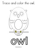 Trace and color the owl Coloring Page