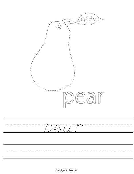 Trace and color the pear. Worksheet
