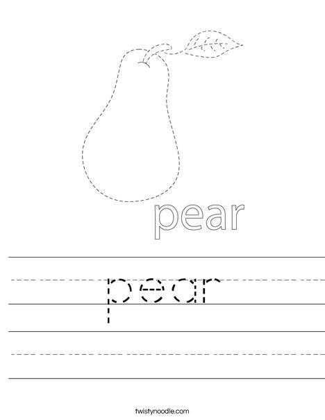 Trace and color the pear. Worksheet
